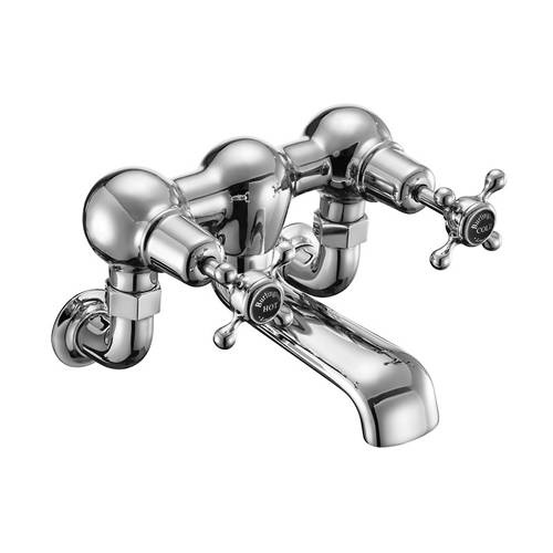 Larger image of Burlington Claremont Wall Mounted Bath Filler Tap (Chrome & Black).