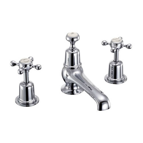 Larger image of Burlington Claremont 3 Hole Thermostatic Basin Tap (Chrome & Medici).