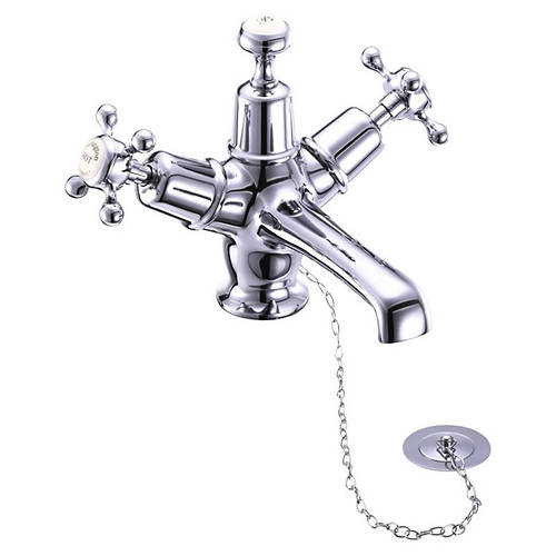 Larger image of Burlington Claremont Basin Tap With Plug & Chain Waste (Chrome & Medici).