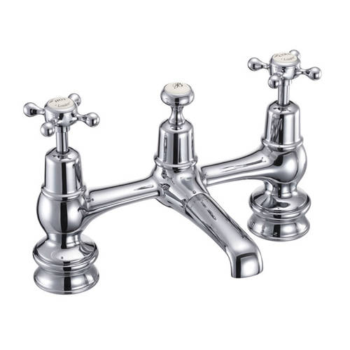 Larger image of Burlington Claremont 2 Hole Basin Mixer Tap With Waste (Chrome & Medici).