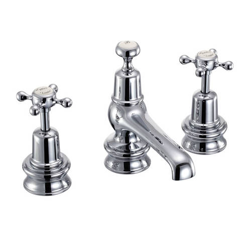 Larger image of Burlington Claremont 3 Hole Basin Tap With Pop Up Waste (Chrome & Medici).