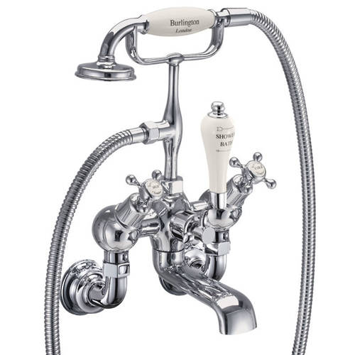 Larger image of Burlington Claremont Wall Mounted Angled BSM Tap (Chrome & Medici).