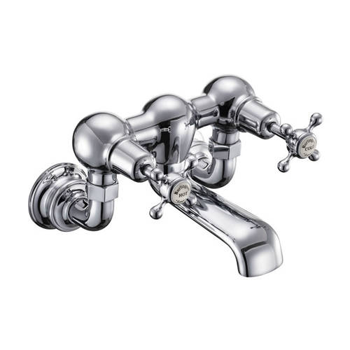 Larger image of Burlington Claremont Wall Mounted Bath Filler Tap (Chrome & Medici).