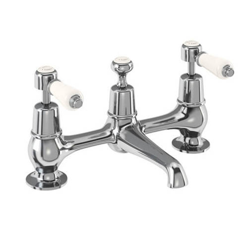 Larger image of Burlington Kensington 2 Hole Basin Mixer Tap With Waste (Chrome & Medici).