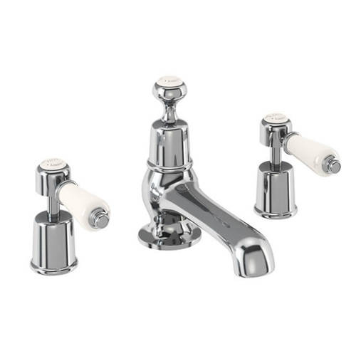 Larger image of Burlington Kensington 3 Hole Basin Tap With Pop Up Waste (Chrome & Medici).