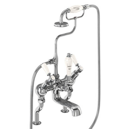 Larger image of Burlington Kensington Bath Shower Mixer Tap With Kit (Chrome & Medici).