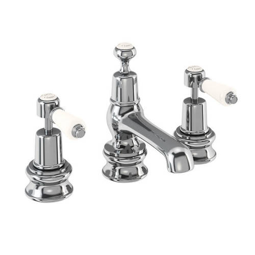 Larger image of Burlington Kensington 3 Hole Basin Tap With Pop Up Waste (Chrome & Medici).