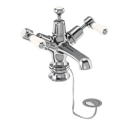 Larger image of Burlington Kensington Basin Tap With Plug & Chain Waste (Chrome & Medici).