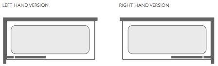 Technical image of Image Coral silver 2 panel inline bath screen (right handed)