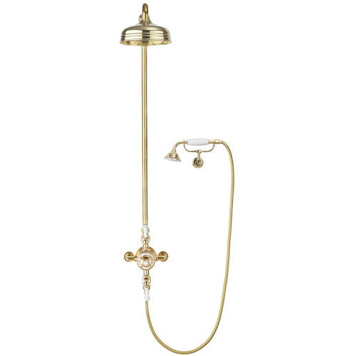 Larger image of Crosswater Belgravia Thermostatic 2 Outlet Cradle Shower Kit (U Brass).