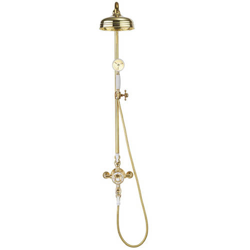 Larger image of Crosswater Belgravia Thermostatic 2 Outlet Slider Shower Kit (Unlac Brass).