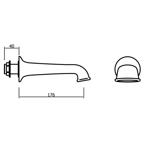 Technical image of Crosswater Belgravia Traditional Bath Filler Spout (Unlacquered Brass).