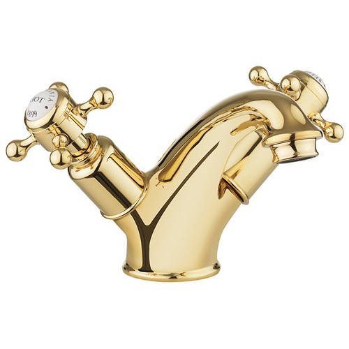 Larger image of Crosswater Belgravia Basin Mixer Tap (Crosshead, Unlac Brass).