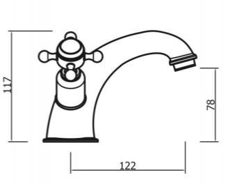 Technical image of Crosswater Belgravia Basin Mixer Tap With Waste (Crosshead, Unlac Brass).