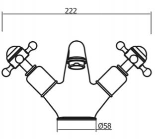 Technical image of Crosswater Belgravia Basin Mixer Tap With Waste (Crosshead, Unlac Brass).