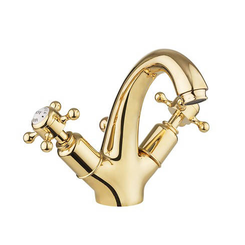 Larger image of Crosswater Belgravia Highneck Basin Mixer Tap (Crosshead, Unlac Brass).