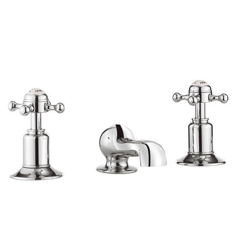 Larger image of Crosswater Belgravia 3 Hole Basin Tap (Crosshead, Chrome).