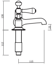 Technical image of Crosswater Belgravia 3 Hole Basin Mixer Tap (Lever, Chrome).