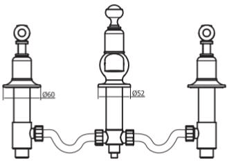 Technical image of Crosswater Belgravia 3 Hole Basin Mixer Tap (Lever, Chrome).