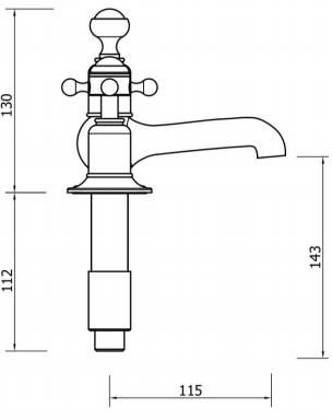 Technical image of Crosswater Belgravia 3 Hole Basin Tap With Waste (Crosshead, Unlac Brass).