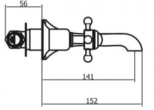 Technical image of Crosswater Belgravia 3 Hole Wall Mounted Basin Tap (Crosshead,  Un Brass).