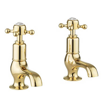 Larger image of Crosswater Belgravia Basin Taps (Crosshead, Unlacquered Brass).