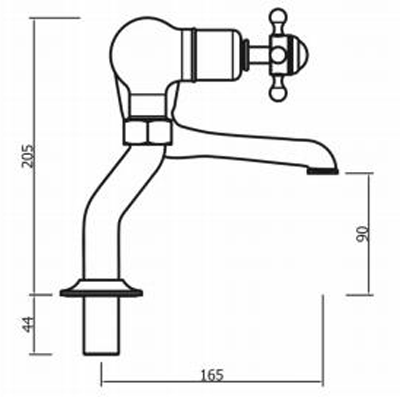 Technical image of Crosswater Belgravia Bath Filler Tap (Crosshead, Unlacquered Brass).