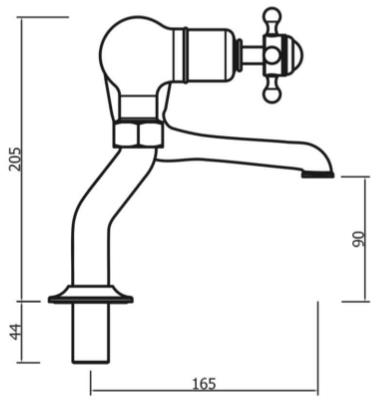 Technical image of Crosswater Belgravia Bath Filler Tap (Crosshead, Unlacquered Brass).