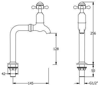 Technical image of Crosswater Belgravia Bip Taps (Crosshead, Chrome).