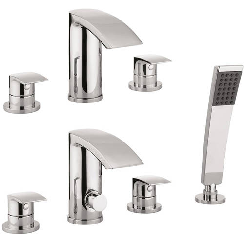 Larger image of Crosswater Flow 3 Hole Basin & 4 Hole Bath Shower Mixer Tap With Kit (Chrome).