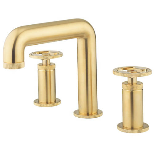 Larger image of Crosswater UNION Three Hole Deck Mounted Basin Mixer Tap (Brushed Brass).