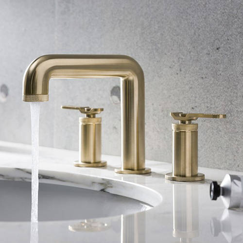 Example image of Crosswater UNION Three Hole Deck Mounted Basin Mixer Tap (Brushed Brass).