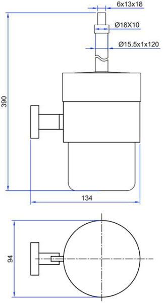 Technical image of Crosswater Zeya Toilet Brush & Holder (Chrome).