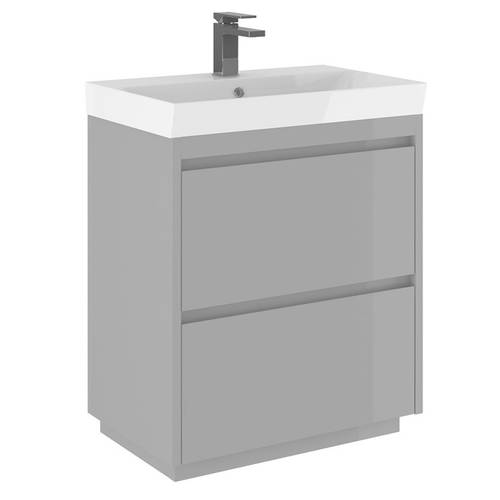 Larger image of Crosswater Zion Vanity Unit With Ceramic Basin (700mm, Storm Grey, 1TH).