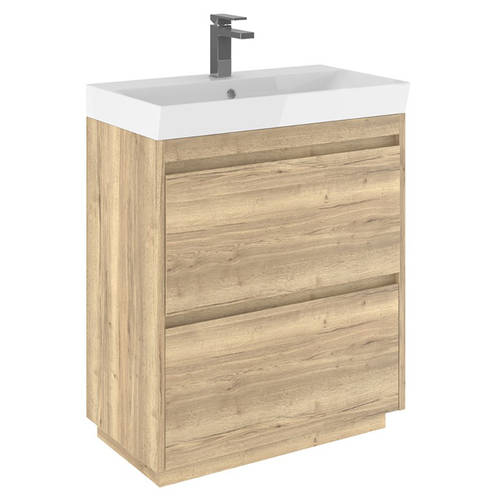 Larger image of Crosswater Zion Vanity Unit With Ceramic Basin (700mm, Windsor Oak, 1TH)