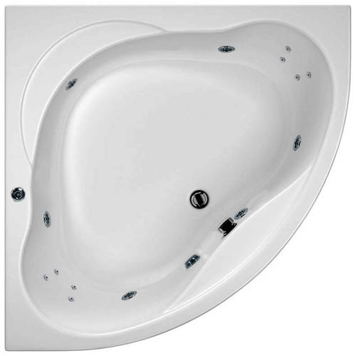 Larger image of Hydrabath Laguna Corner Turbo Whirlpool Bath With 14 Jets & Panel, 1400x1400.