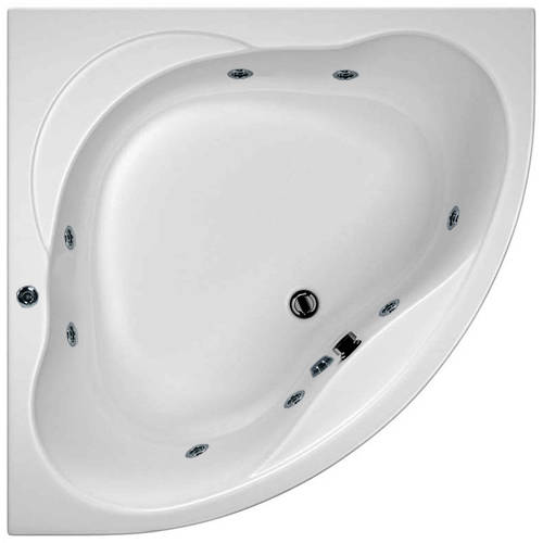 Larger image of Hydrabath Laguna Corner Whirlpool Bath With 8 Jets & Panel, 1450x1450mm.