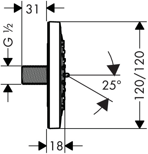 Technical image of Hansgrohe 1 x Body Jet - Body Shower 100 (White & Chrome).