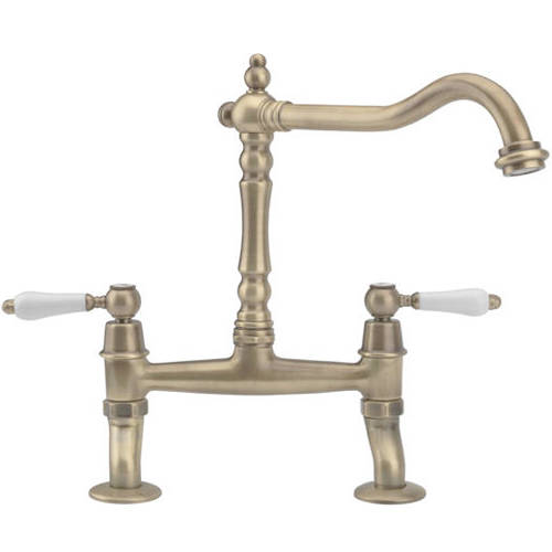 Larger image of Hydra Bexley Kitchen Tap With Dual Lever Controls (Antique Brass).