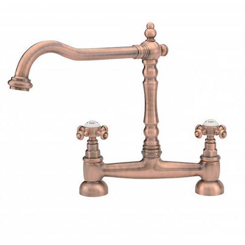 Larger image of Hydra Lambeth Kitchen Tap With Crosshead Controls (Copper).