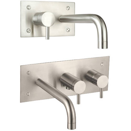 Larger image of JTP Inox Wall Mounted Basin & Bath Shower Mixer Tap Pack (Stainless Steel).