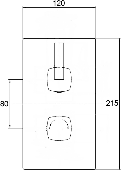 Technical image of Crown Showers Twin Concealed Thermostatic Shower Valve (Chrome).