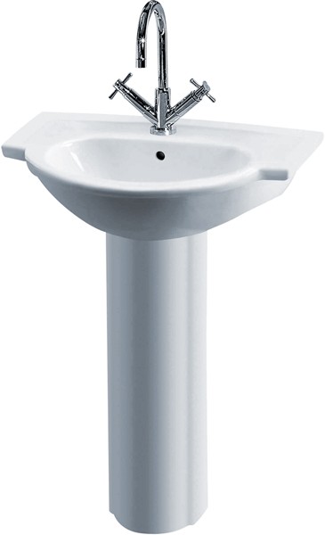 Larger image of Crown Ceramics Linton 600mm Basin & Pedestal (1 Tap Hole).