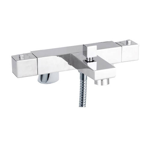 Larger image of Crown Taps Modern Thermostatic Bath Shower Mixer Tap (Chrome).