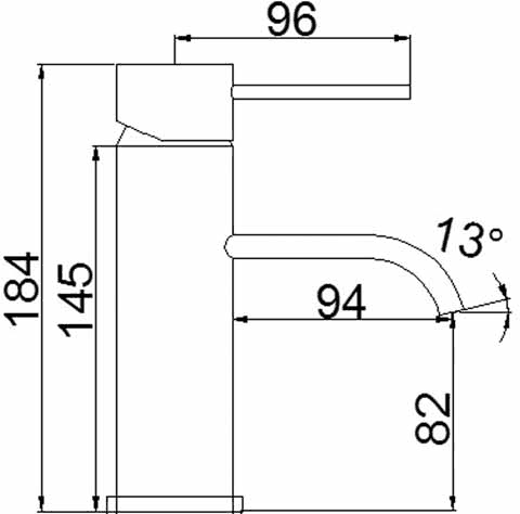 Technical image of Crown Series W Basin Tap (Chrome).