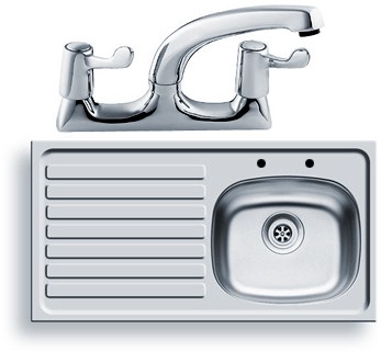 Larger image of Pyramis Kitchen Sink, Waste & Tap. 940x490mm (Left Hand).