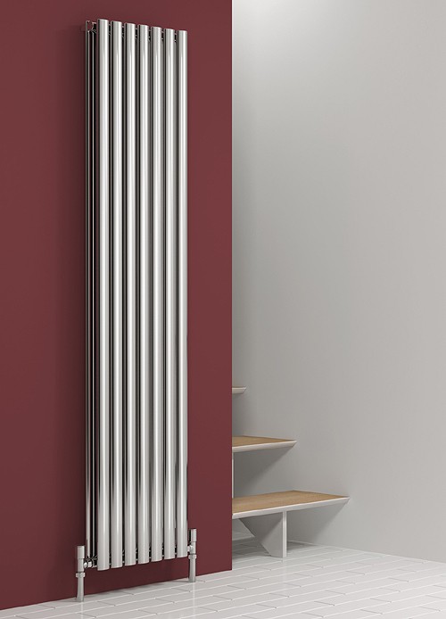 Larger image of Reina Radiators Nerox Double Radiator (Polished Stainless Steel). 413x1800.