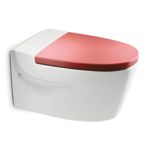 Larger image of Roca Toilets Khroma Wall Hung Toilet Pan & Red Seat.