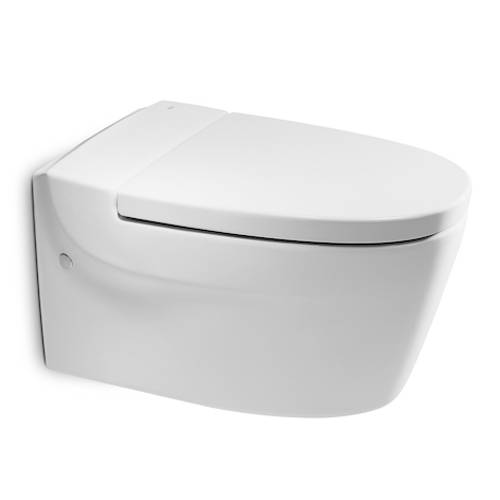 Larger image of Roca Toilets Khroma Wall Hung Toilet Pan & White Seat.