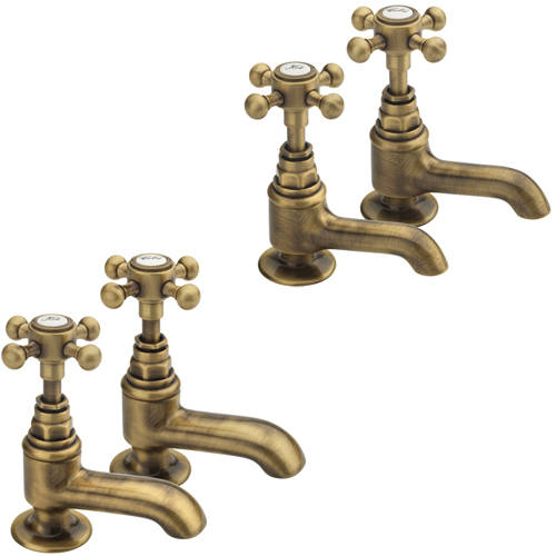 Larger image of Tre Mercati Allora Basin & Bath Taps Pack (Pair, Bronze).